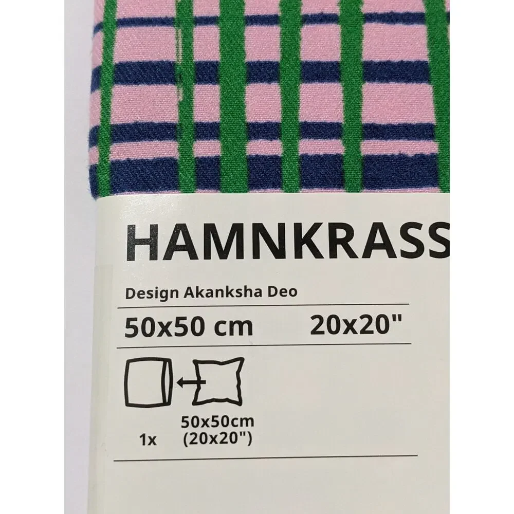 Ikea HAMNKRASSING Cushion cover Pink/Blue Green Check 50x50 cm Zipper